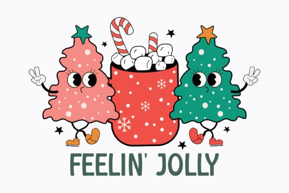 Feelin Jolly Christmas Retro Svg for Crafts Graphics
