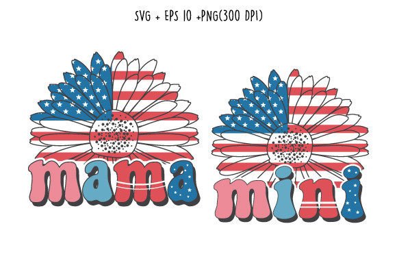Mama Mini 4th of July Retro Sublimation Graphics for Crafts