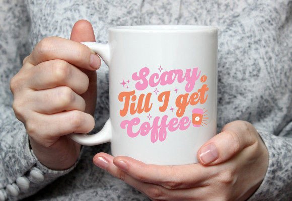 Scary Till I Get Coffee Halloween Svg: Graphics for Crafts
