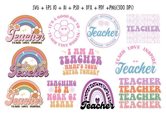 Teacher Quote Svg Designs Bundle: Graphics for Crafts
